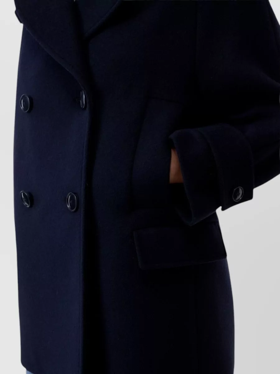Closed Wool Double-Breasted Peacoat