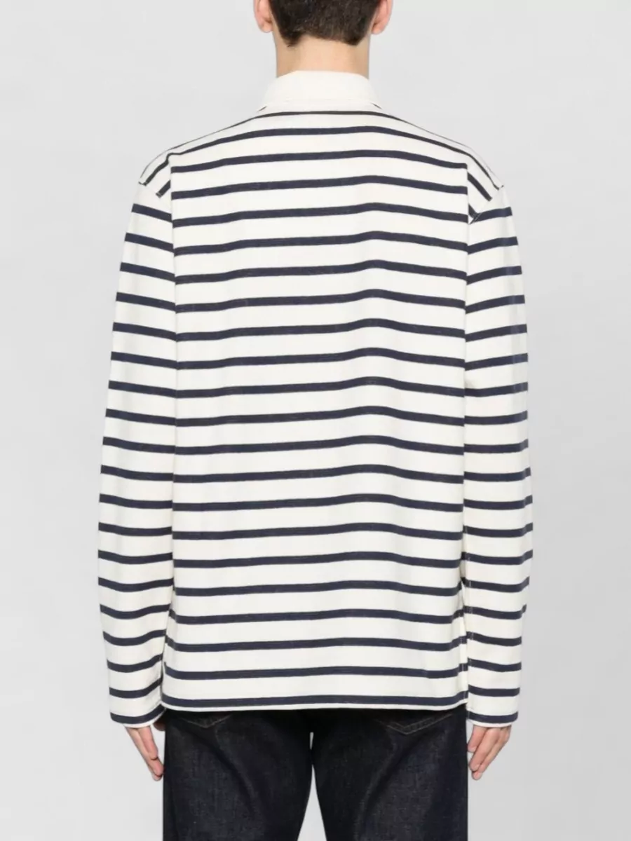 Junya Watanabe Striped Long-Sleeve Polo Shirt