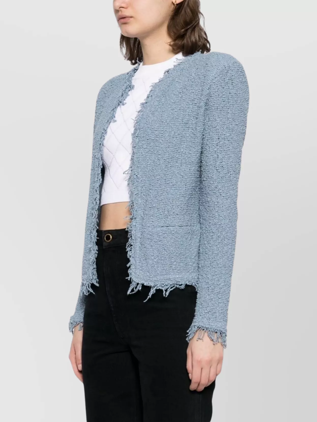 Iro Short Cotton Jacket Frayed Edges