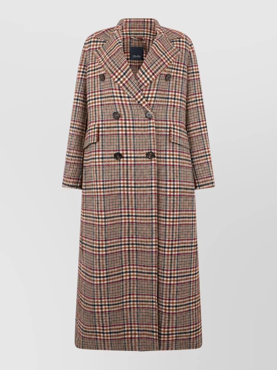 S Max Mara wool checked double-breasted long coat