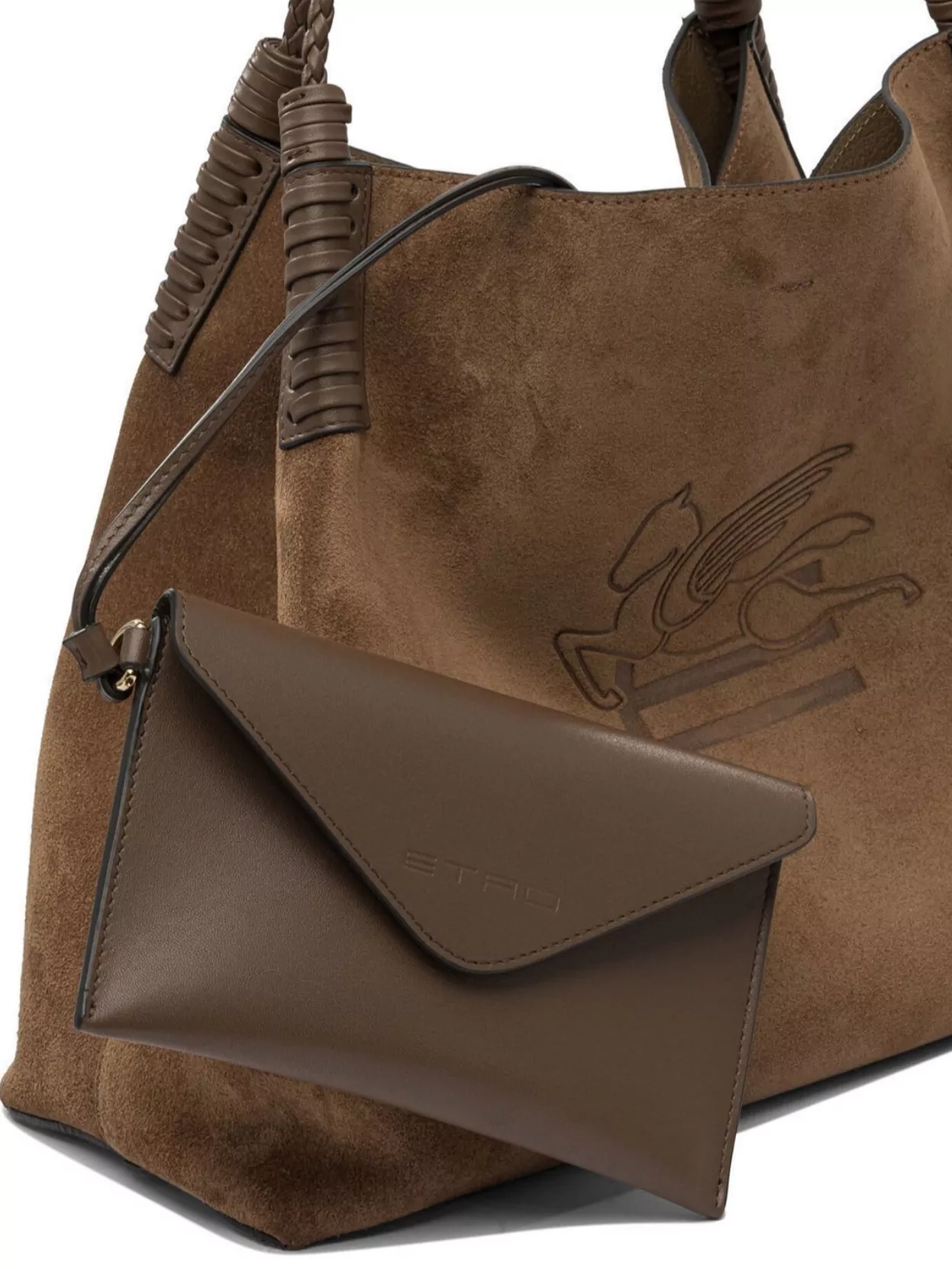 Etro Woven Straps Dual Handles Suede Finish