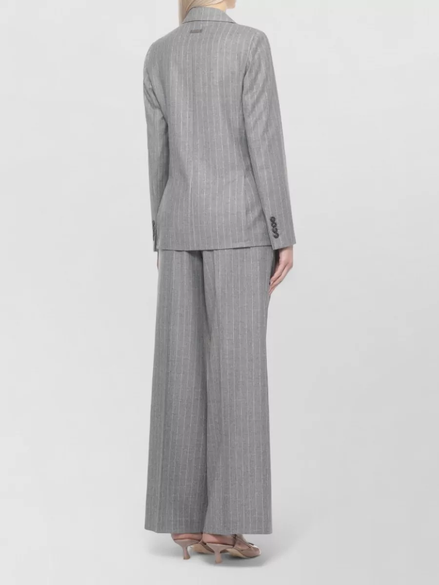 Peserico Double Breasted Pinstriped Wool Blazer