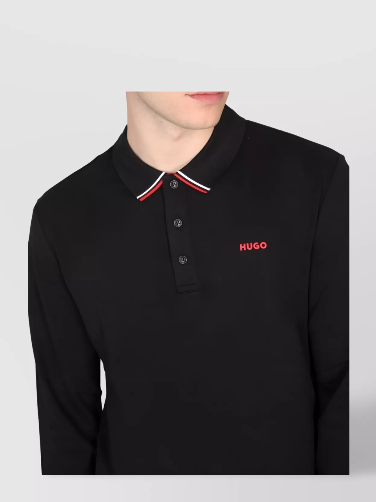 Hugo Long Sleeve Polo Shirt Featuring Logo