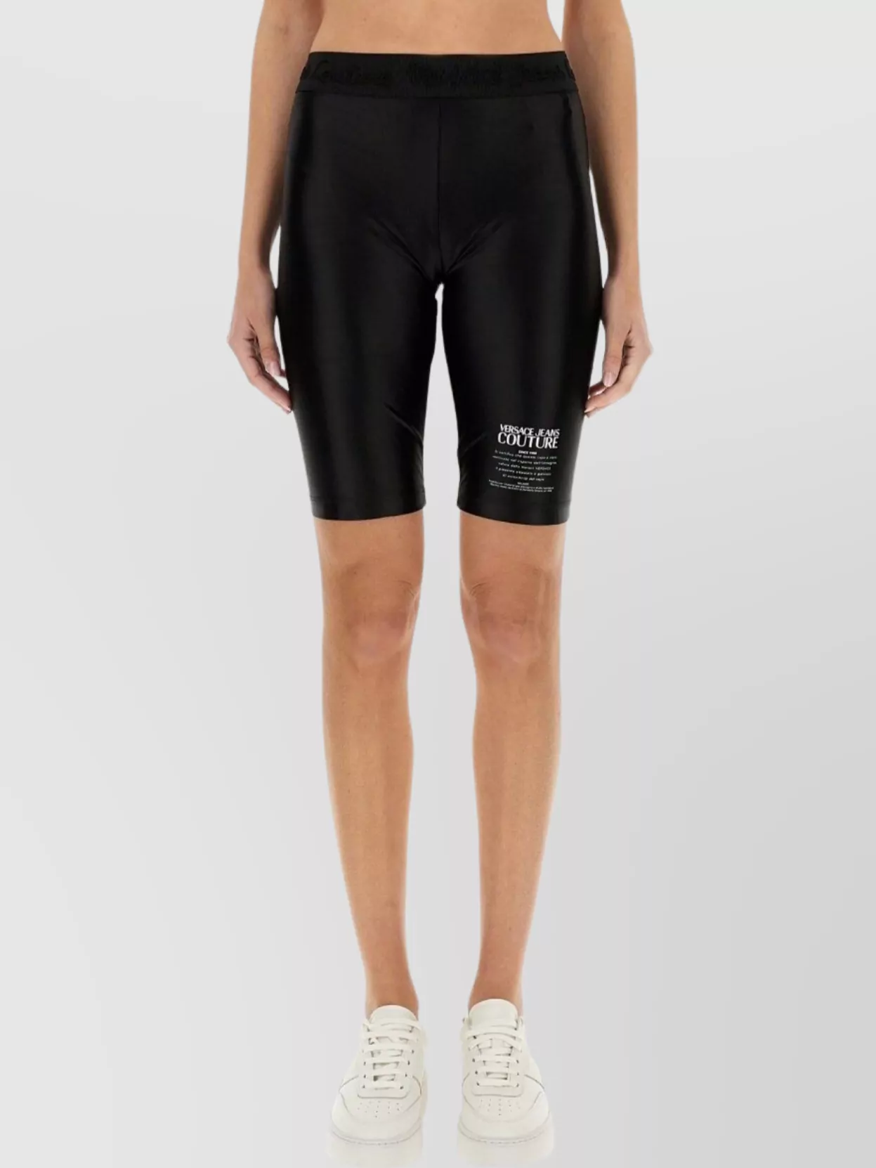 Versace Jeans Couture Knee-Length Logo Cycling Shorts In Slim Fit