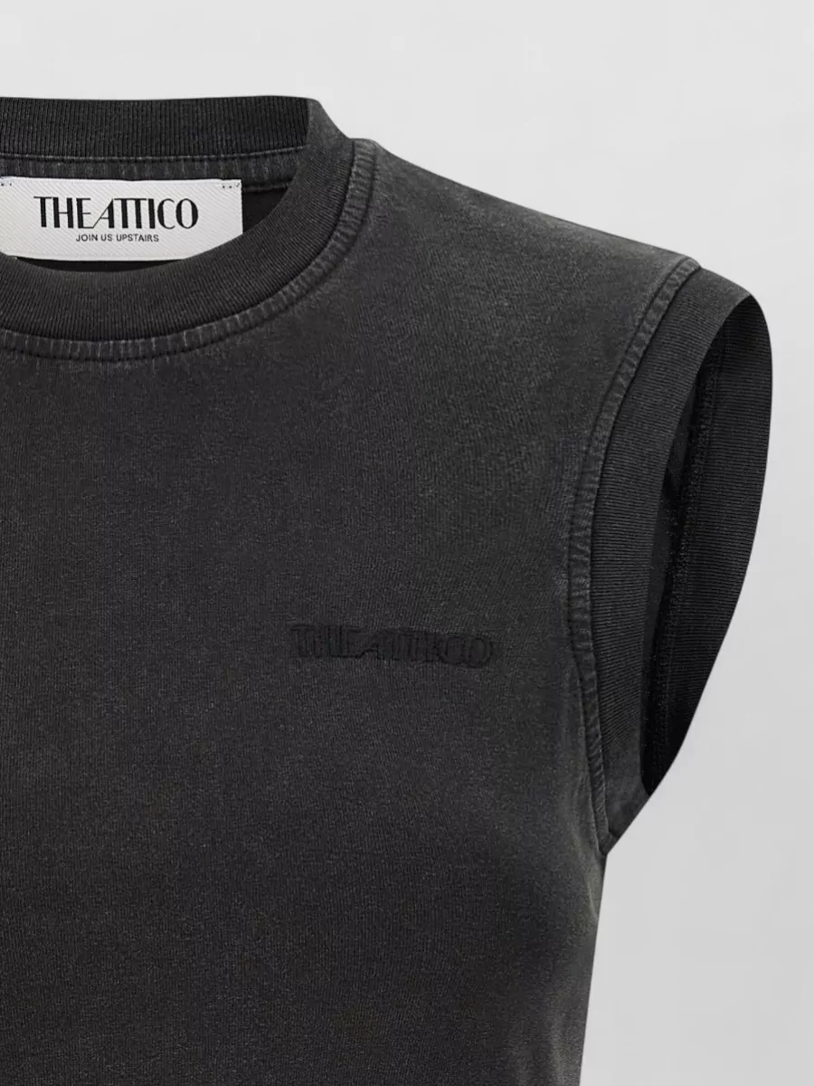 The Attico Reese Crew Neck Sleeveless Top Curved Hem