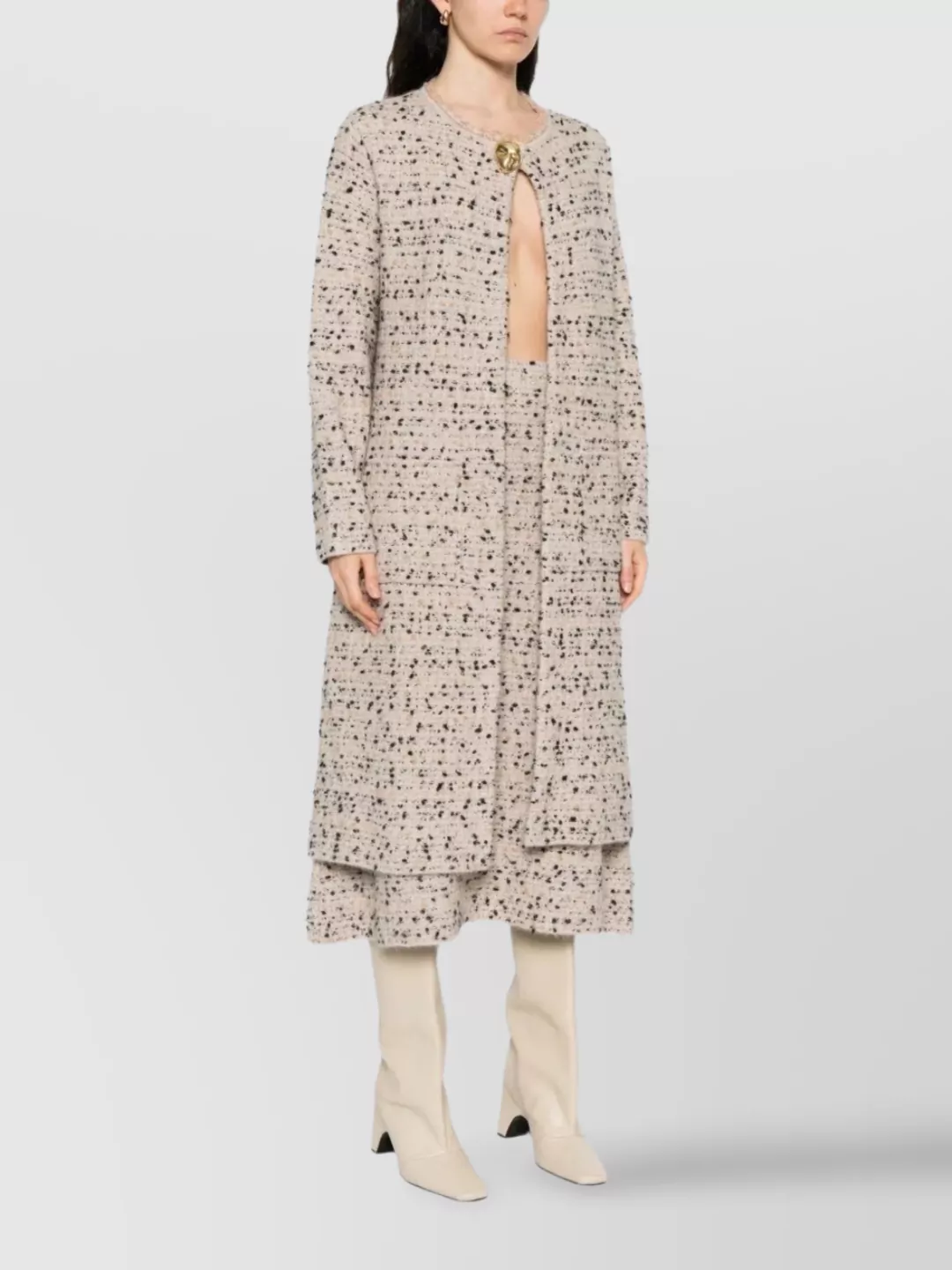 Fabiana Filippi Longline Coat With Button Detail And Sleeves