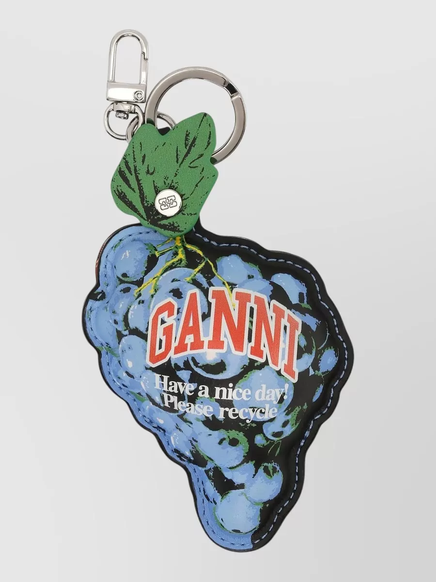 Ganni recycled leather grape keychain