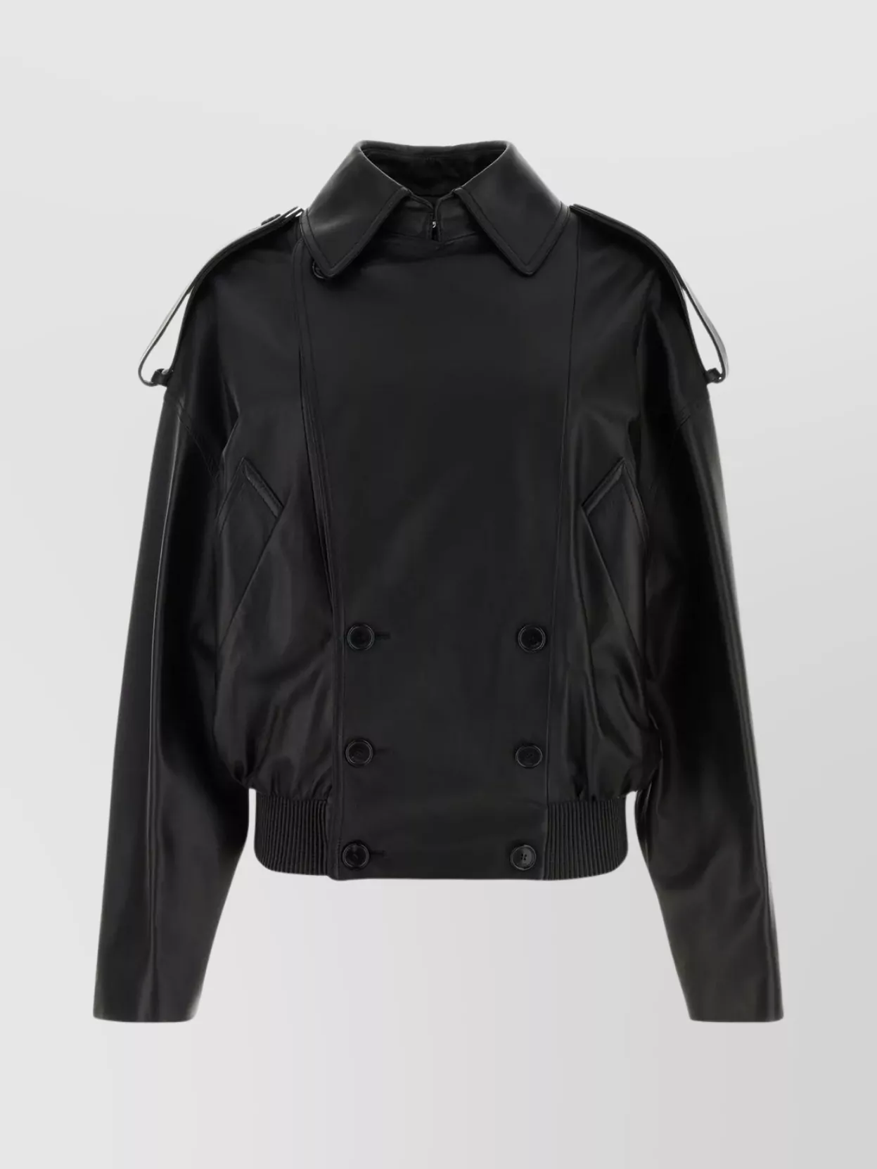 Shop Loewe Nappa Leather Jacket With Epaulettes And Storm Shield