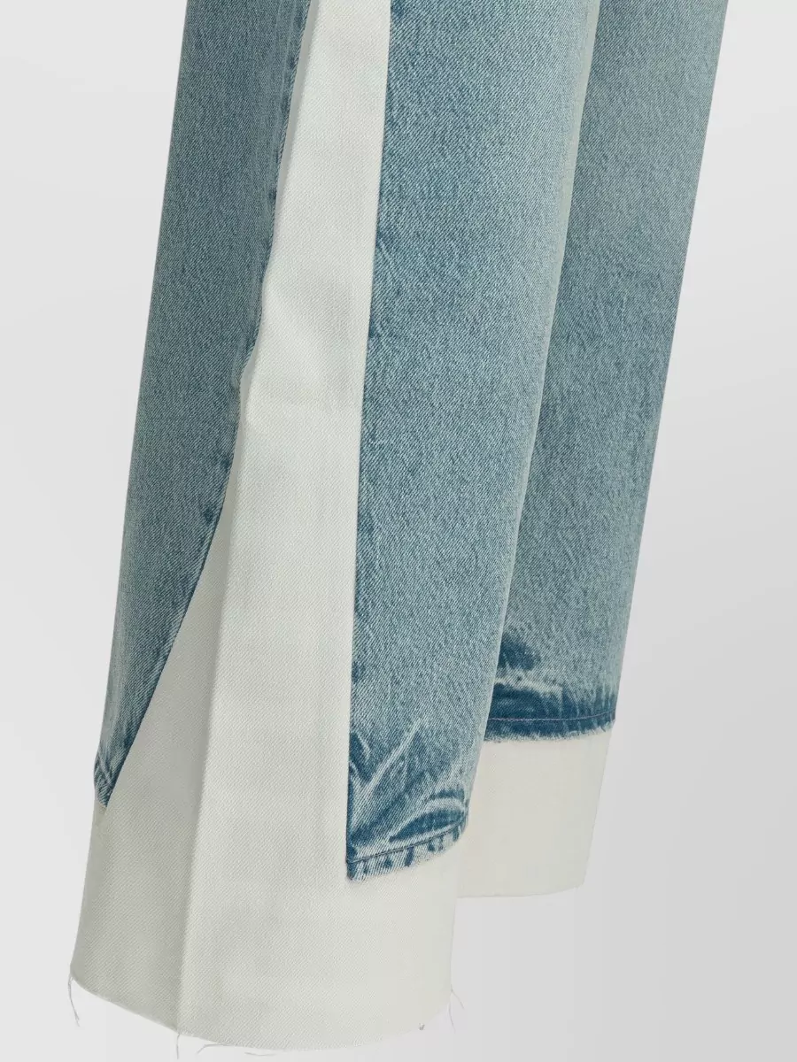 Mother Contrast Panel Wide Leg Denim Trousers