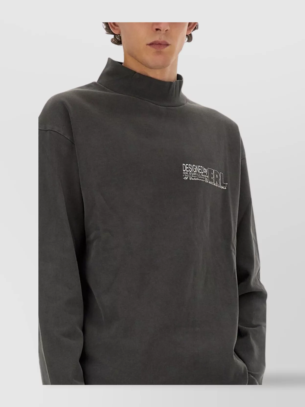 Erl Printed T-Shirt With High Collar And Long Sleeves