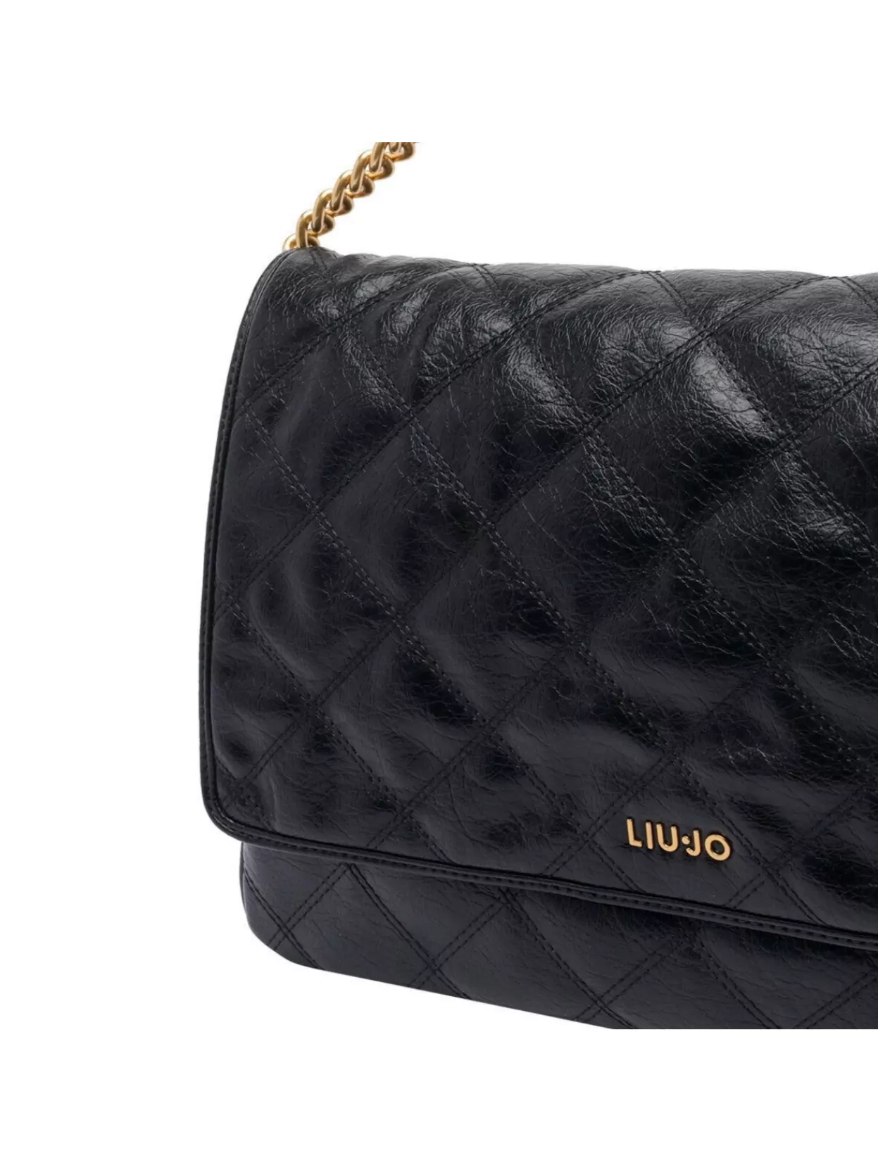 Liu •jo Liu Jo Black Quilted Messenger Bag With Logo