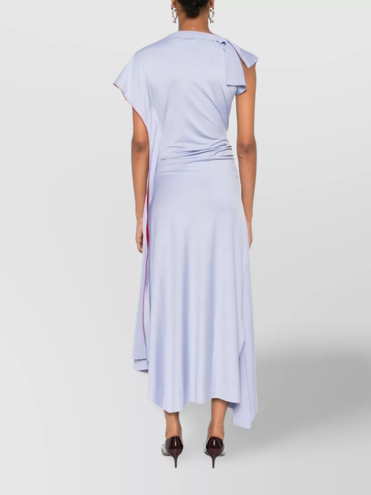 Victoria Beckham Asymmetrical Midi Dress Draped Detailing