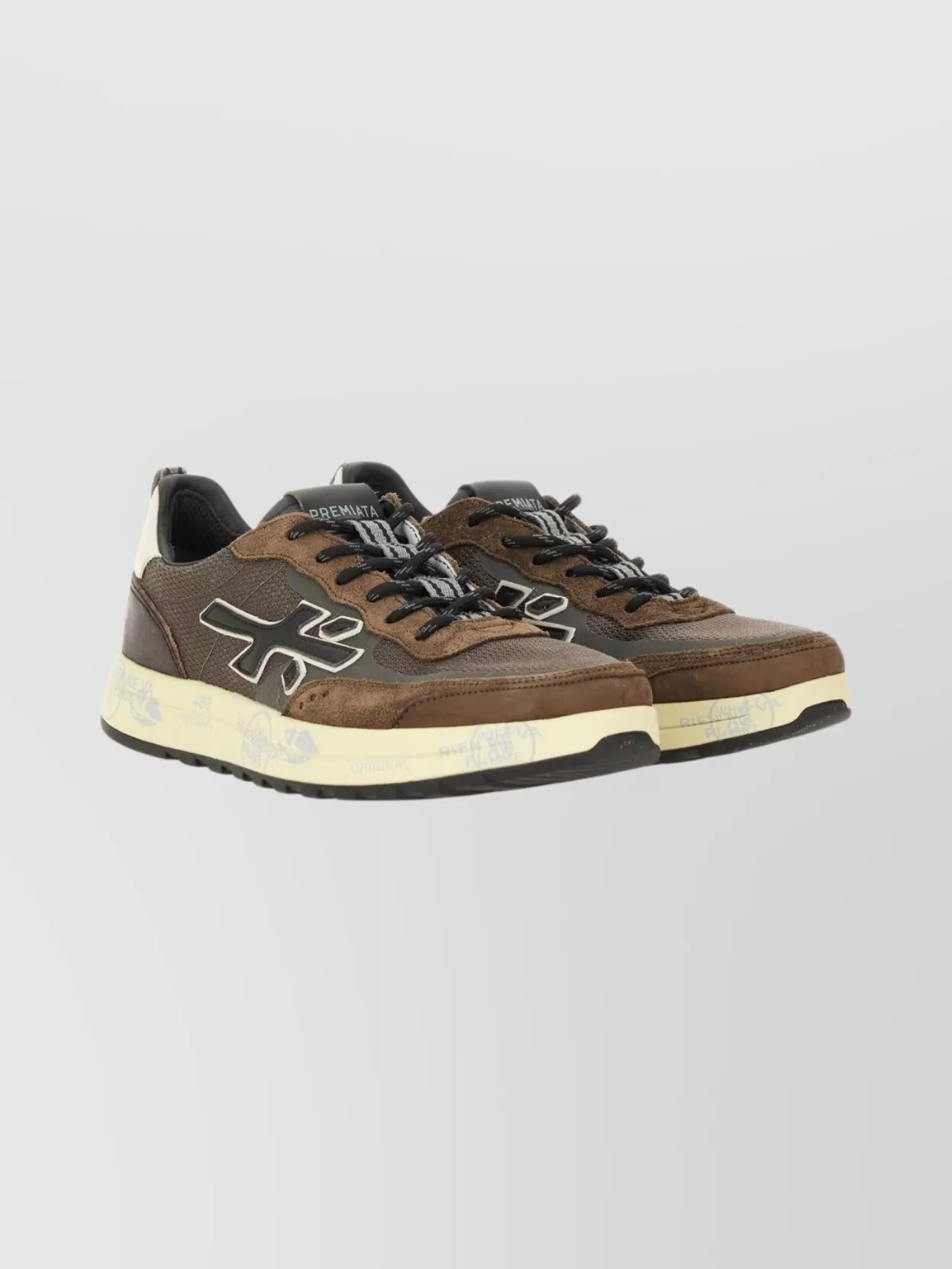 Premiata Stylish Sneakers With Contrast Sole And Padded Collar
