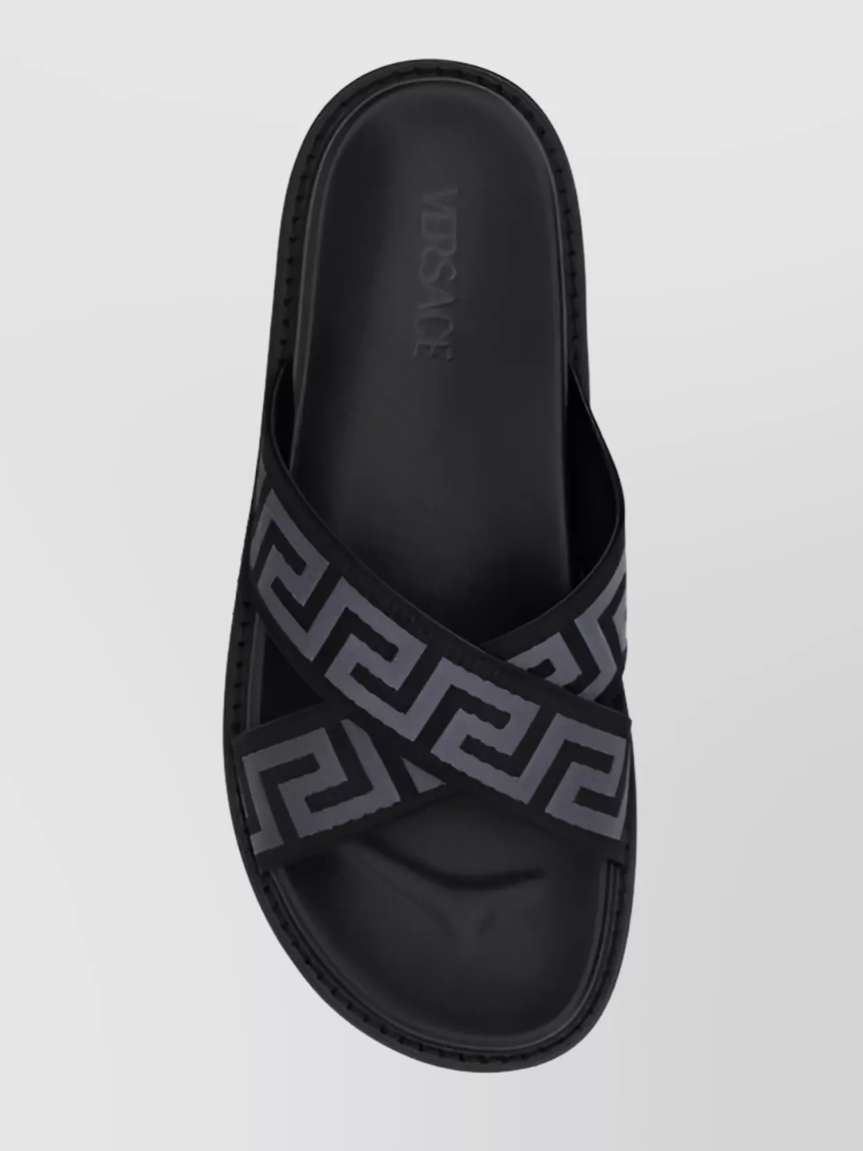Versace Crisscross Greca Pattern Sandals With Ridged Sole