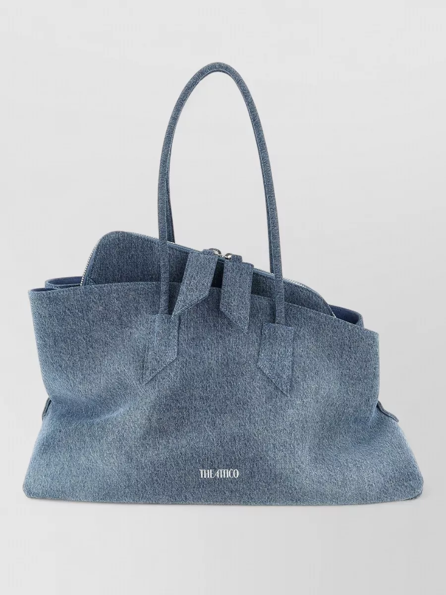 The Attico medium denim asymmetric tote bag