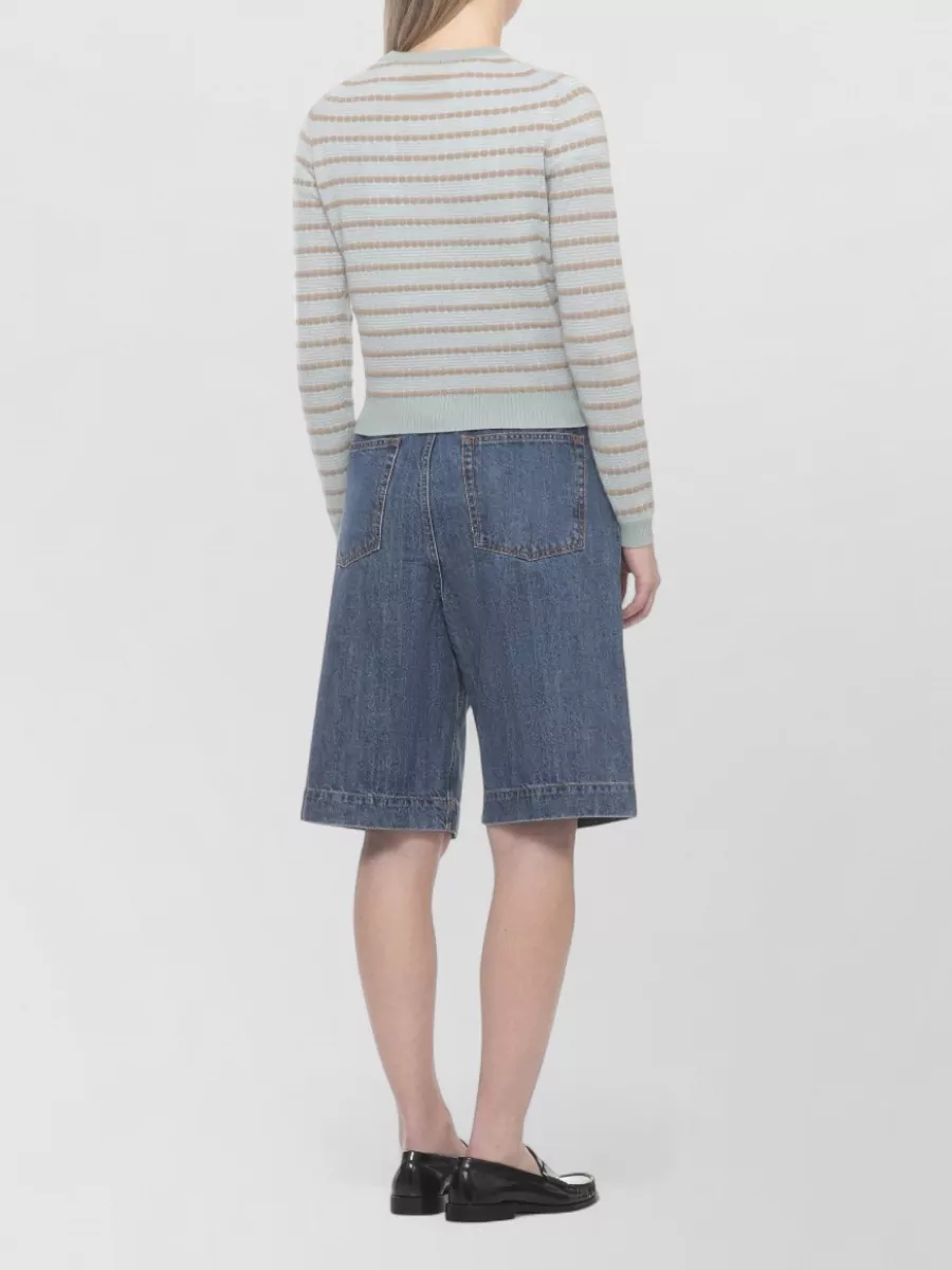Guest In Residence Striped Ribbed Cashmere Cardigan