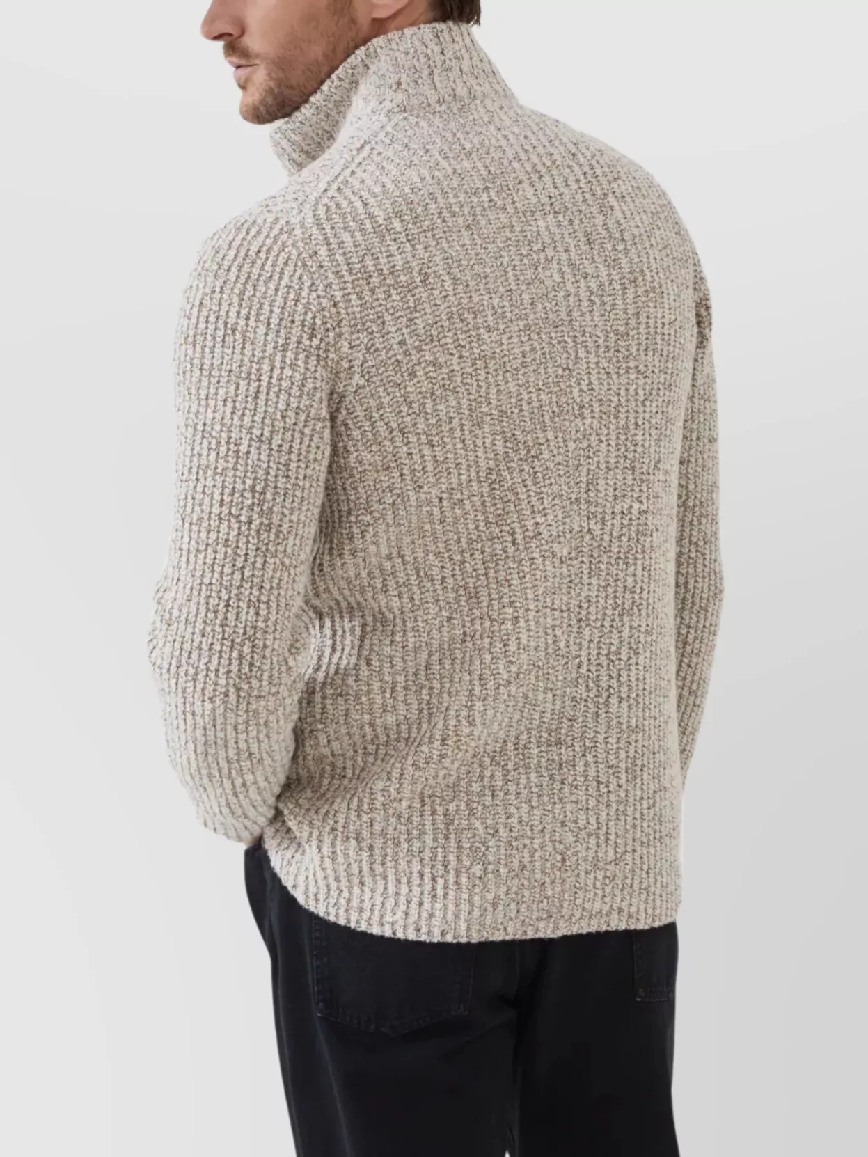 Brunello Cucinelli Textured Knit Double-breasted Jacket With High Collar In Neutral