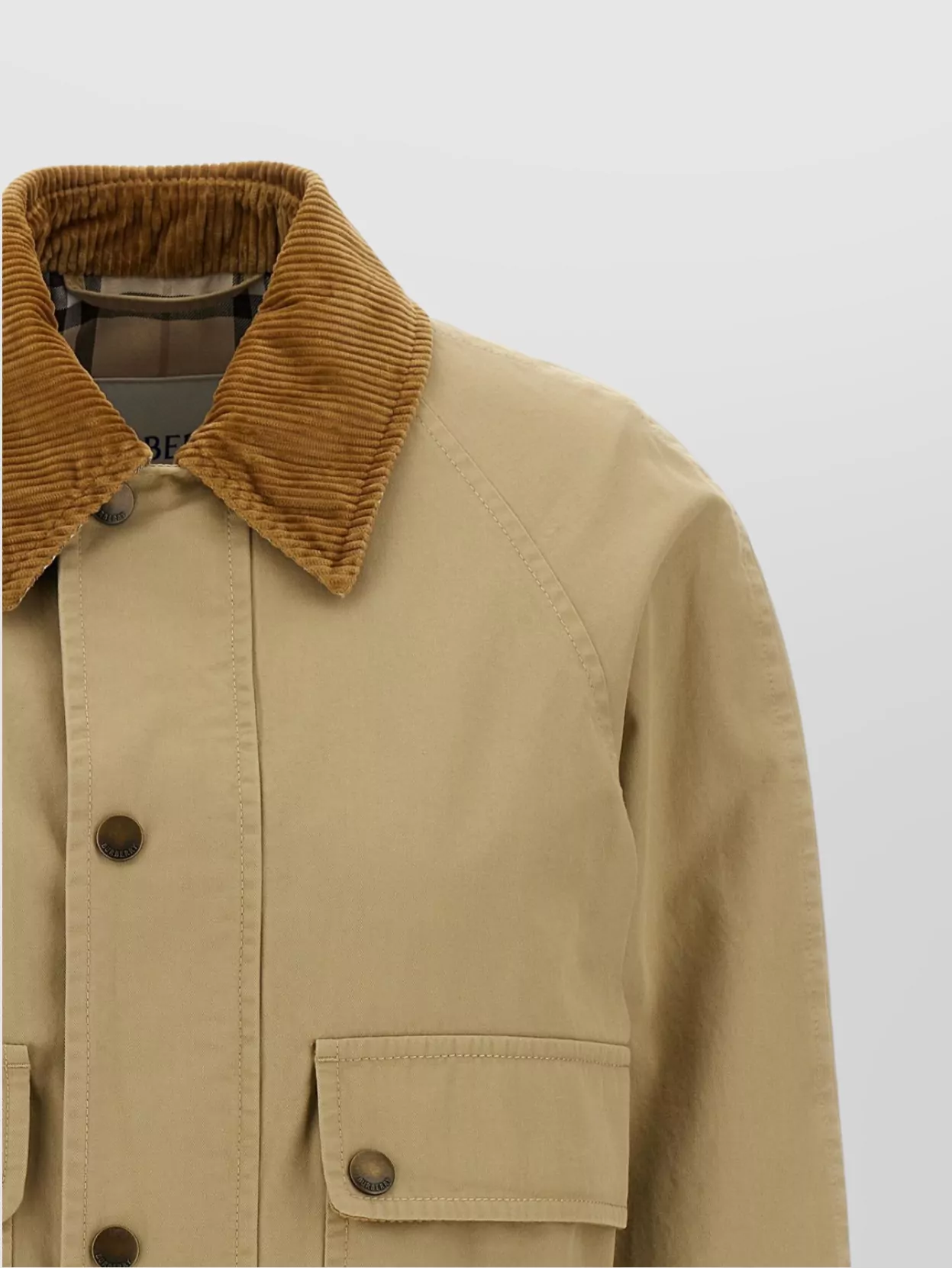 Burberry Corduroy Collar Canvas Jacket With Flap Pockets