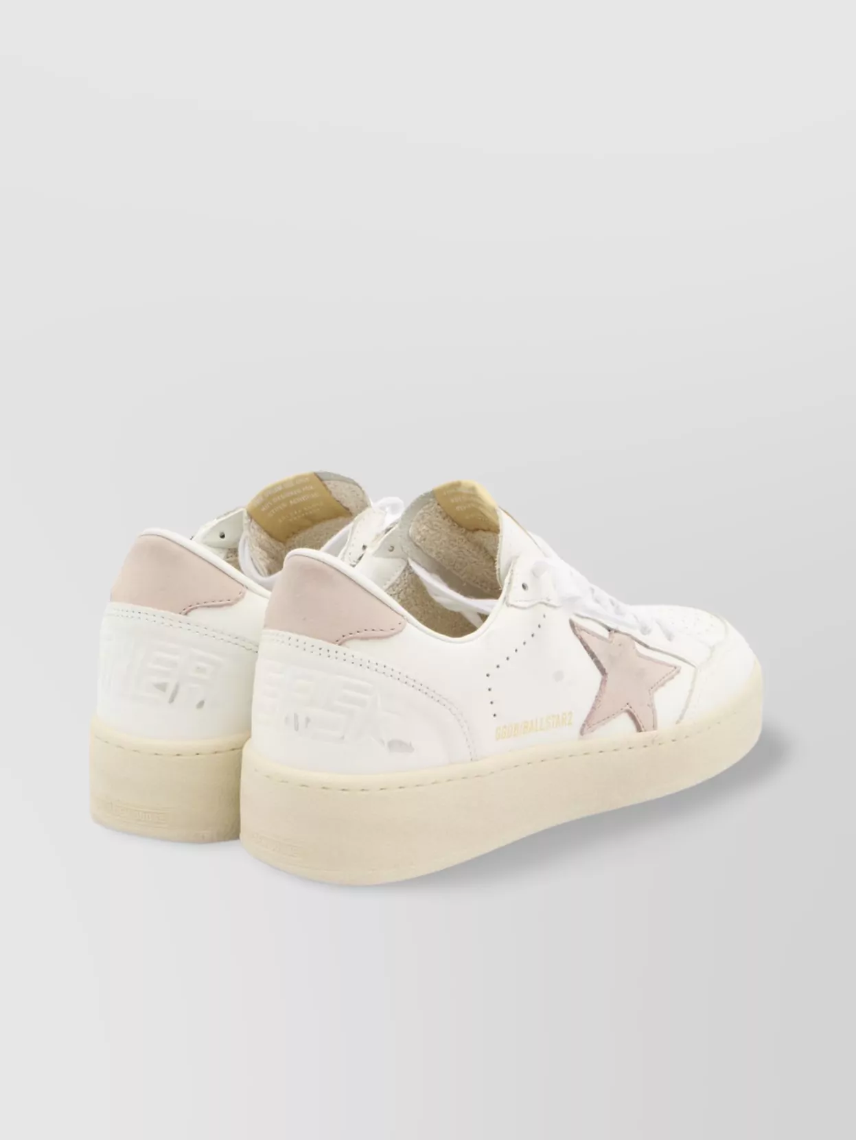 Golden Goose Distressed Leather Sneakers With Star Detail In Neutral
