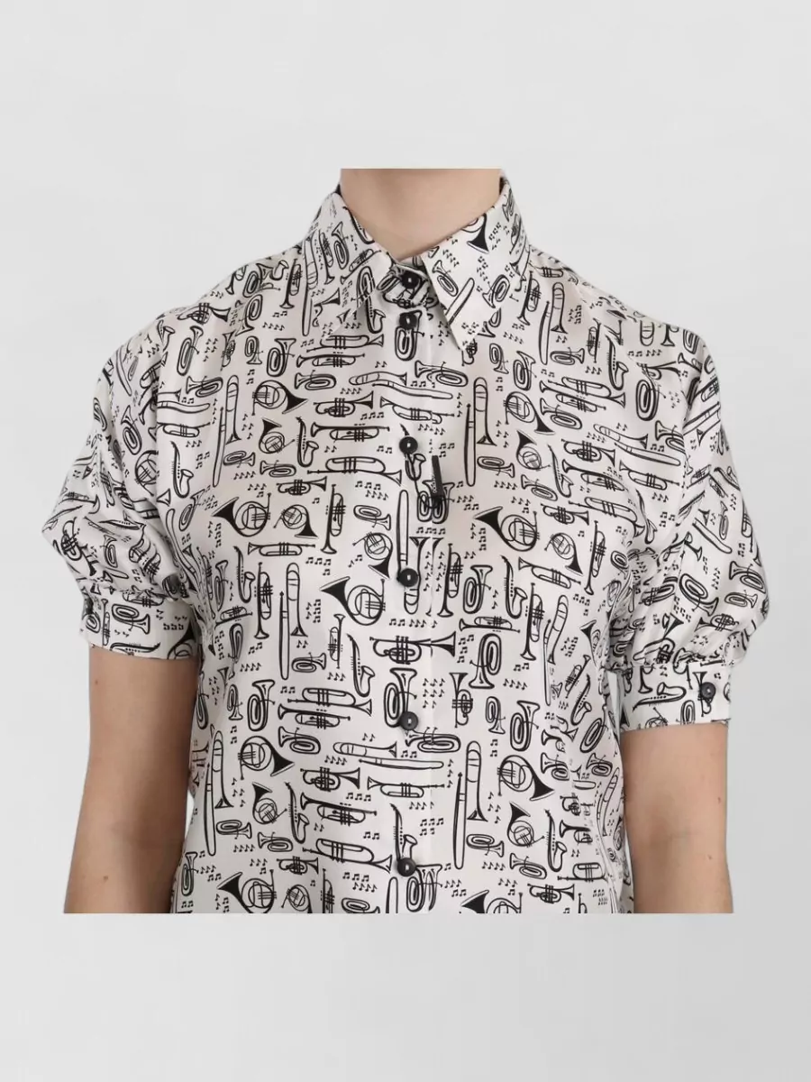 Dolce&Gabbana Silk Printed Short-Sleeve Shirt