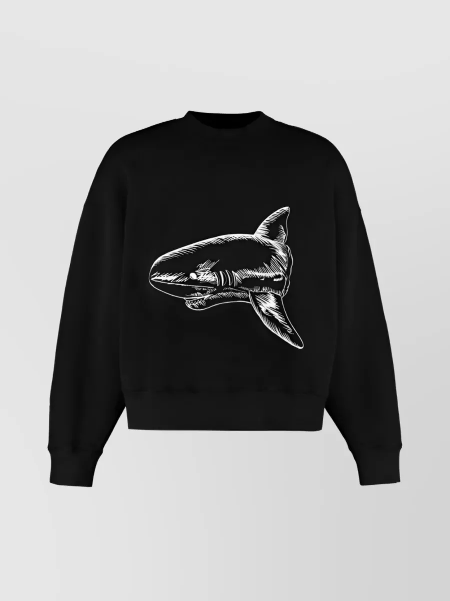 Shop Palm Angels Split Shark Embroidered Sweatshirt In Black