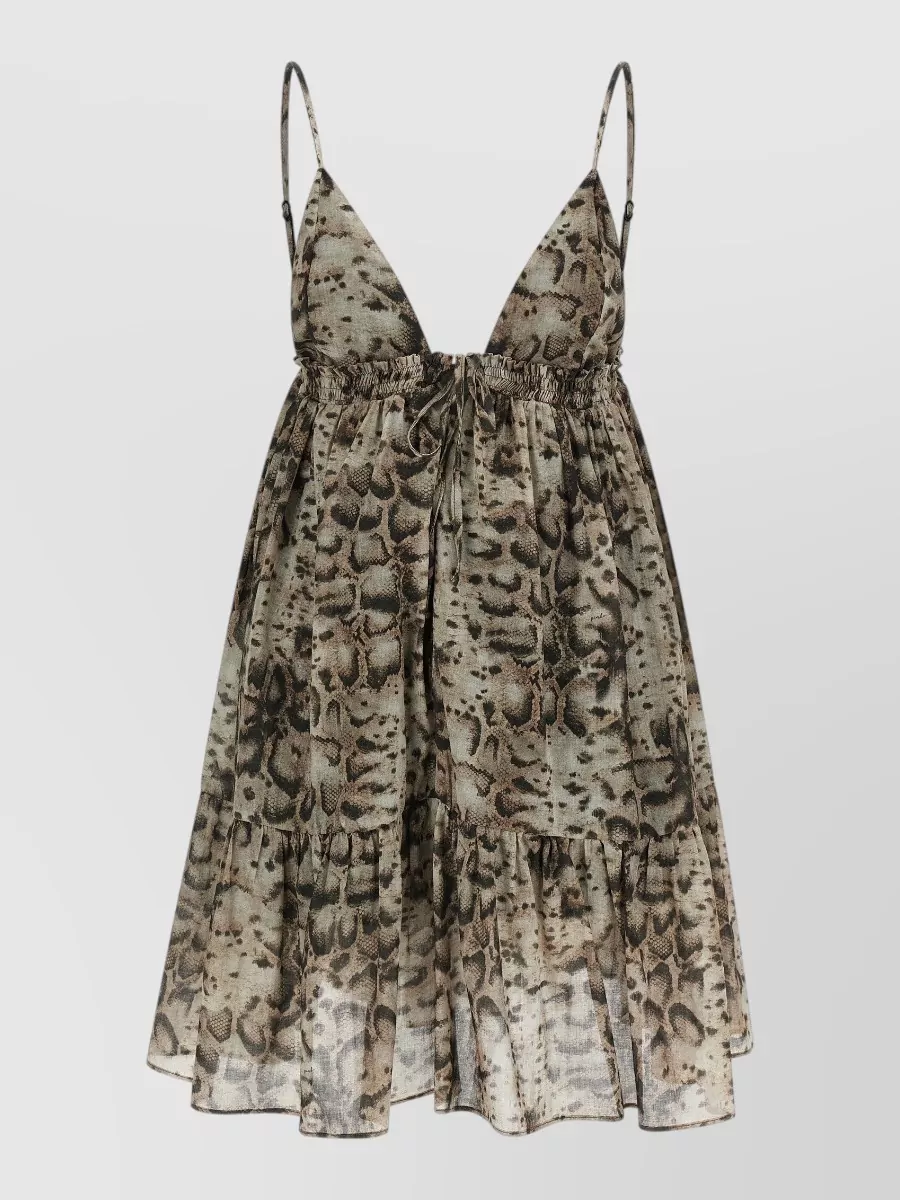 Pinko Snake-Print Sleeveless V-Neck Mini Dress