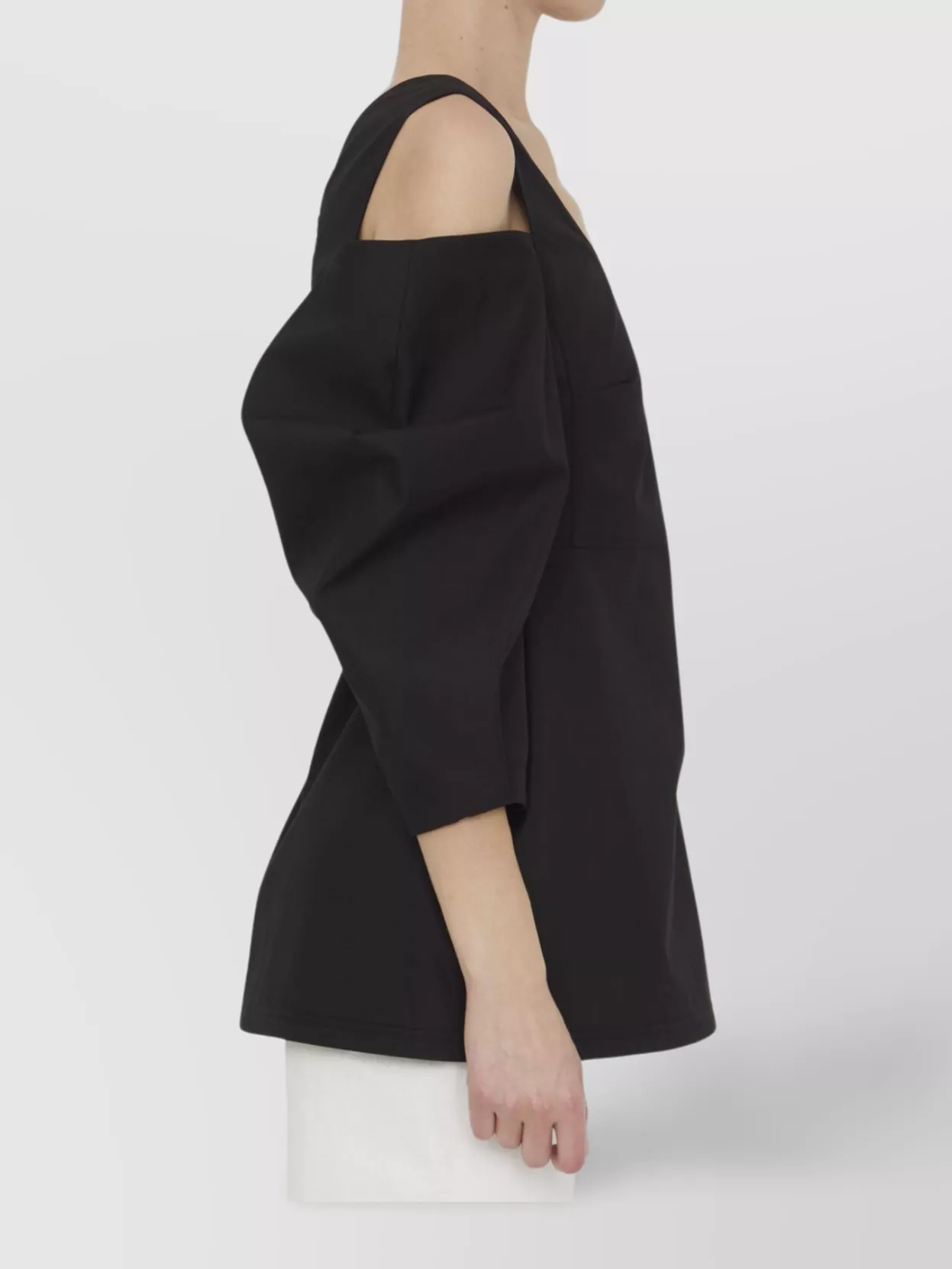 Jil Sander Cut-out Cotton Top In Black