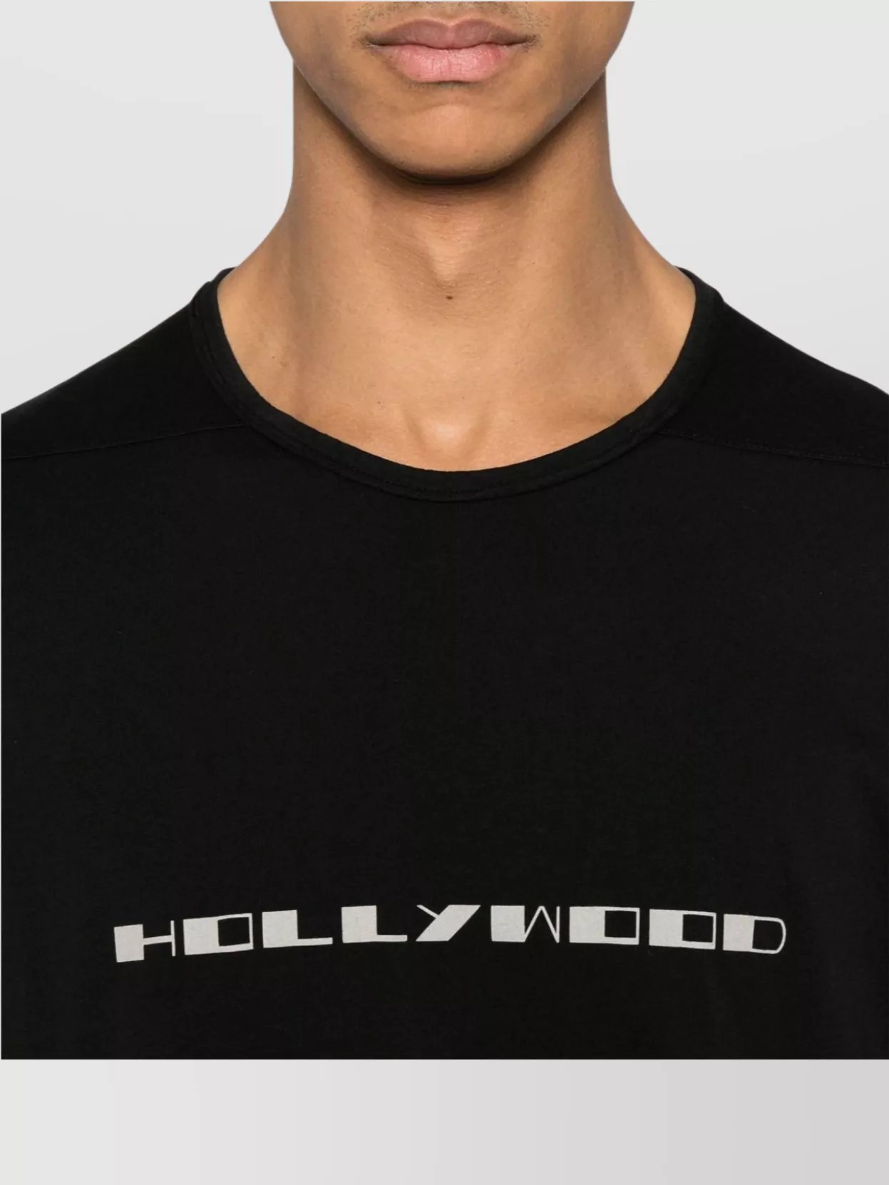 RICK OWENS DRKSHDW LEVEL T-SHIRT WITH ASYMMETRIC HEM AND GRAPHIC PRINT