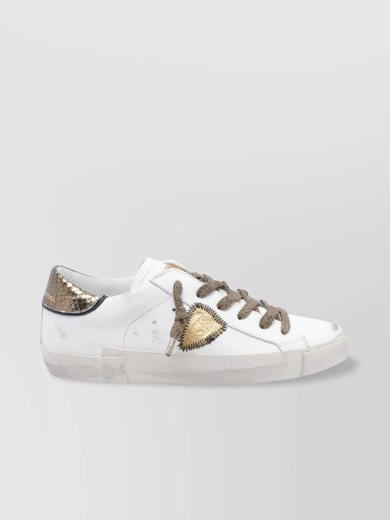Philippe Model Low Top Leather Sneakers With Metallic Heel