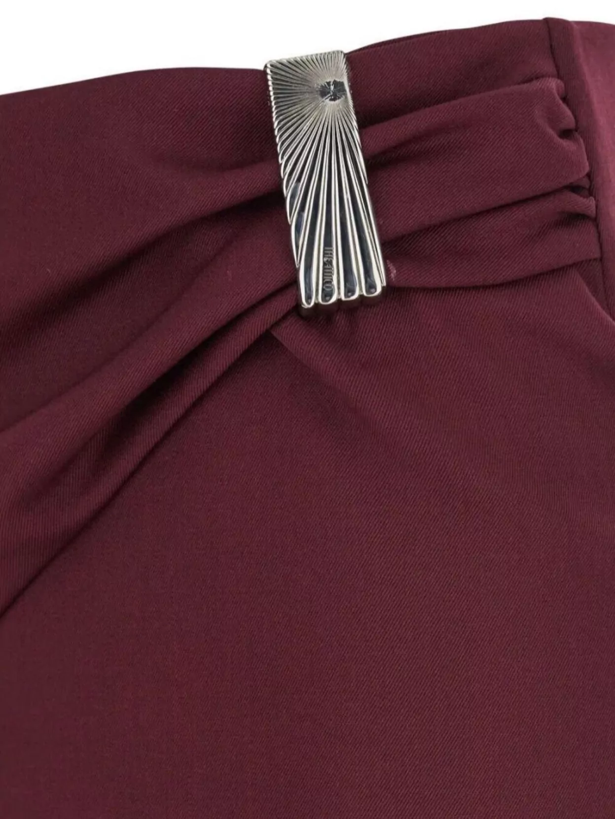 The Attico Draped Midi Skirt With Front Slit And Metal