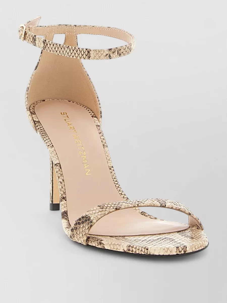 Stuart Weitzman Leather Snake-Print Sandals