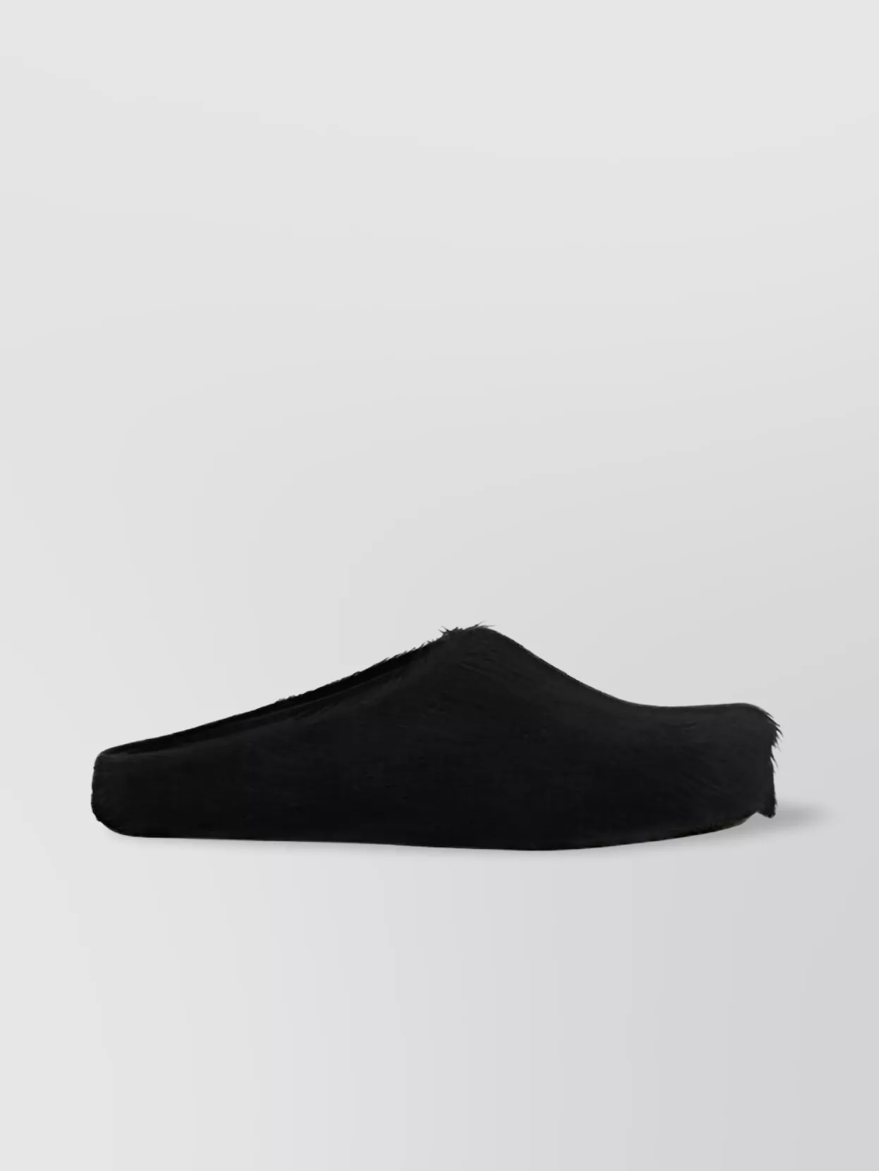 Marni Calfskin Fur Slip-on Sandals In Black