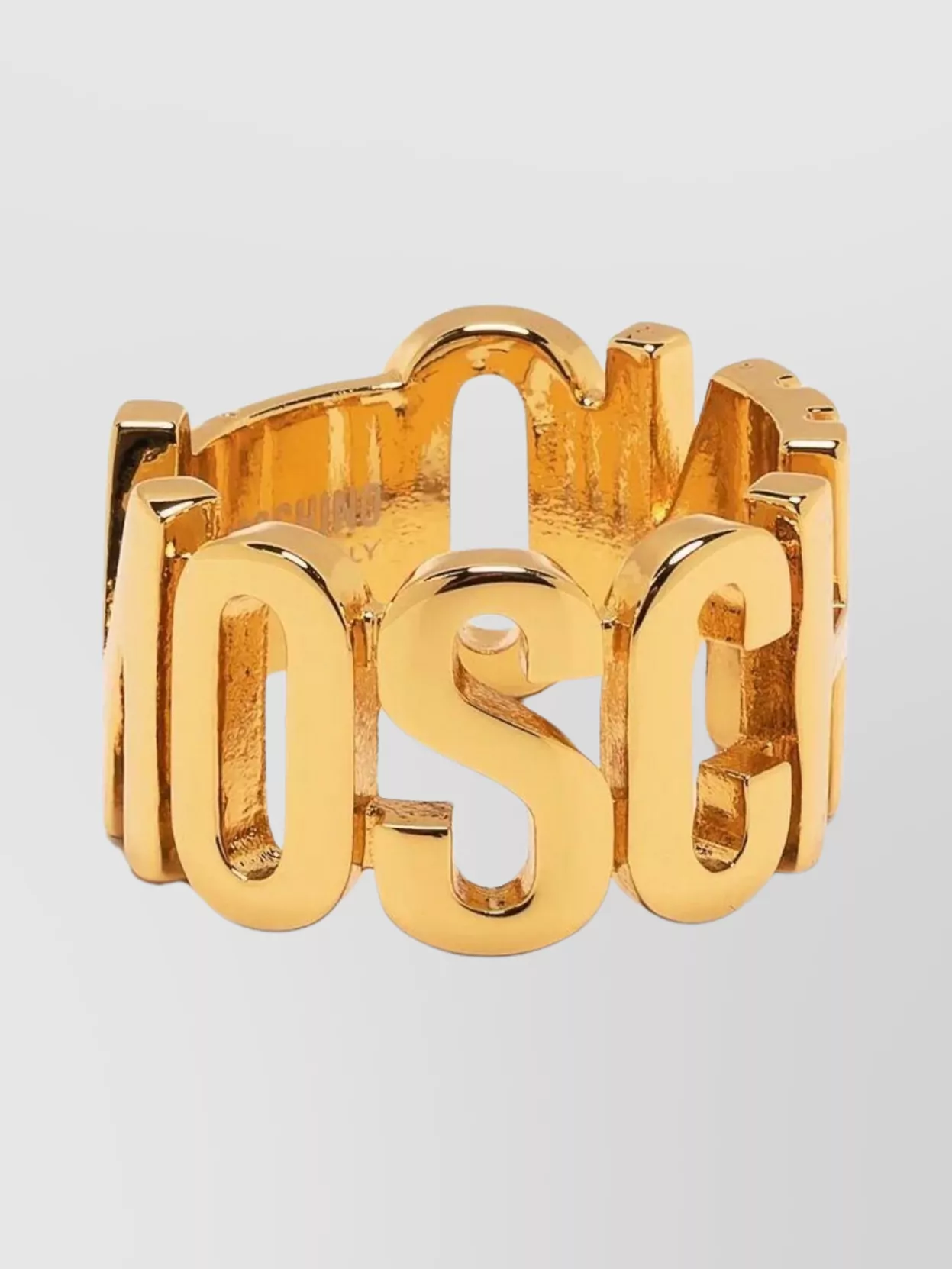 Shop Moschino Gilded Band Symbol Ring