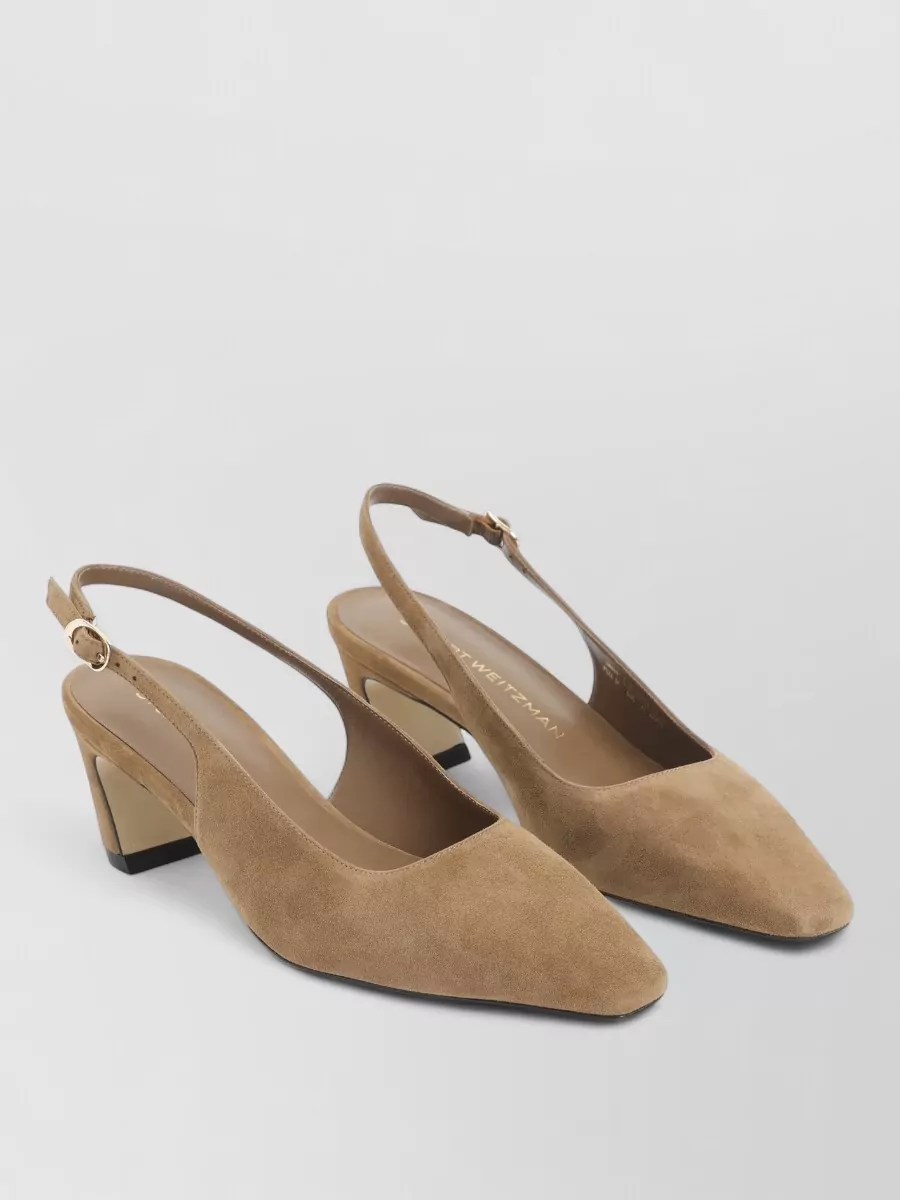 Stuart Weitzman suede leather slingback mules