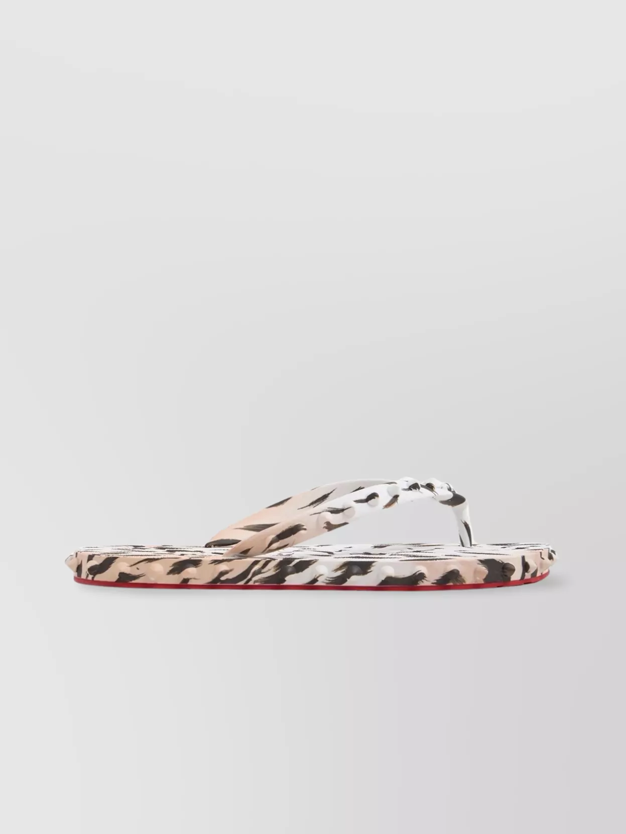 Christian Louboutin Animal Print Spike Stud Flip-Flops