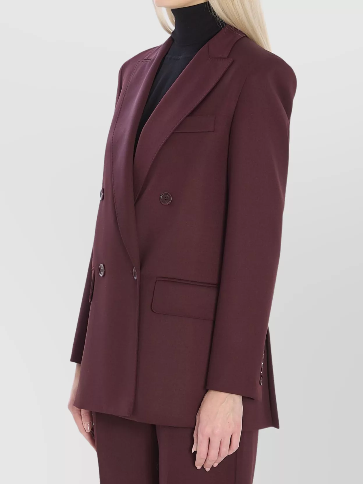 Max Mara Virgin Wool Blazer Peaked Lapels In Burgundy