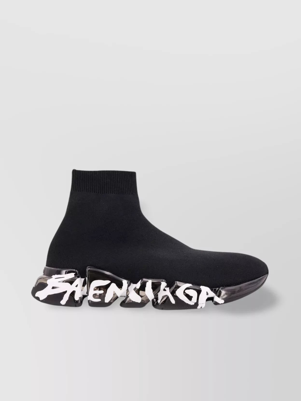 Shop Balenciaga Speed 2.0 Clear Sole Graffiti Knitted Sneakers