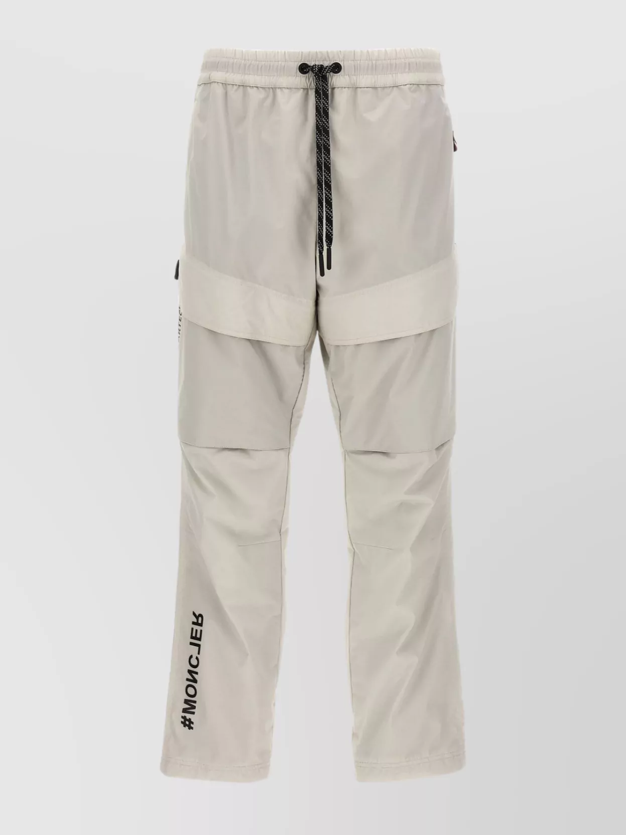 Shop Moncler Trousers Logo Print Adjustable Hem