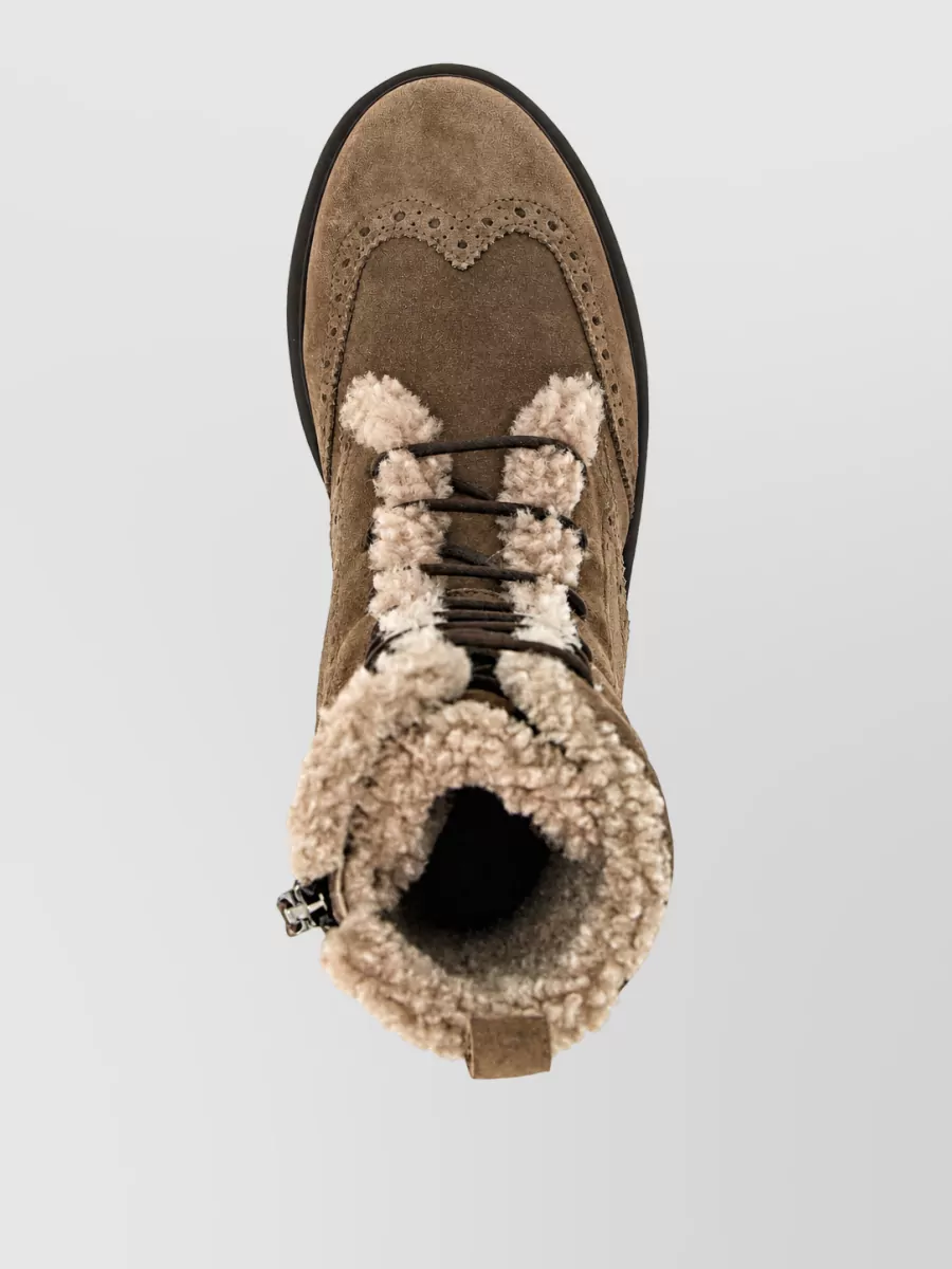 Brunello Cucinelli Suede Shearling Ankle Boots