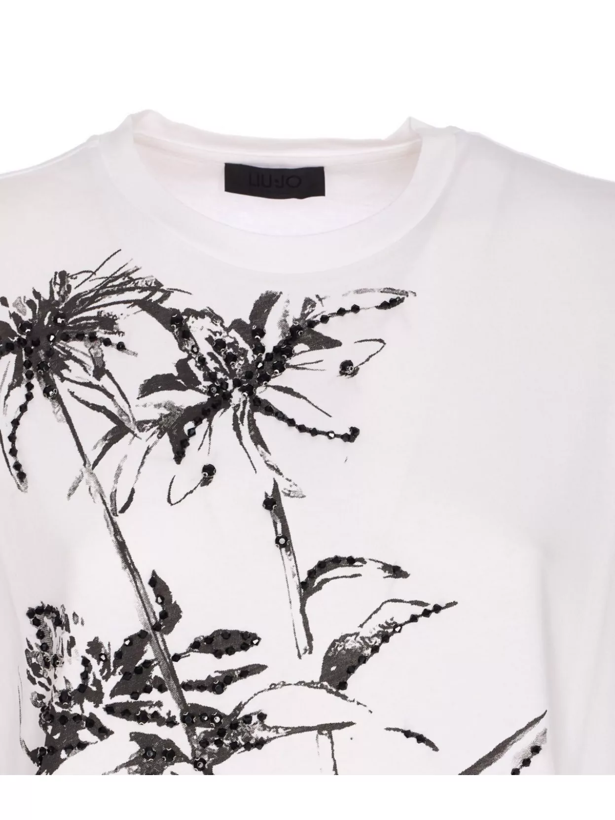 Liu Jo Floral Print Top With Strass And Sequins