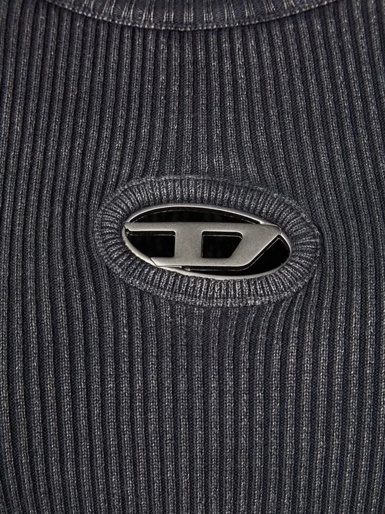 Diesel M-anchor-a Cropped Denim Sweatshirt With Cut-out Detail In Grey