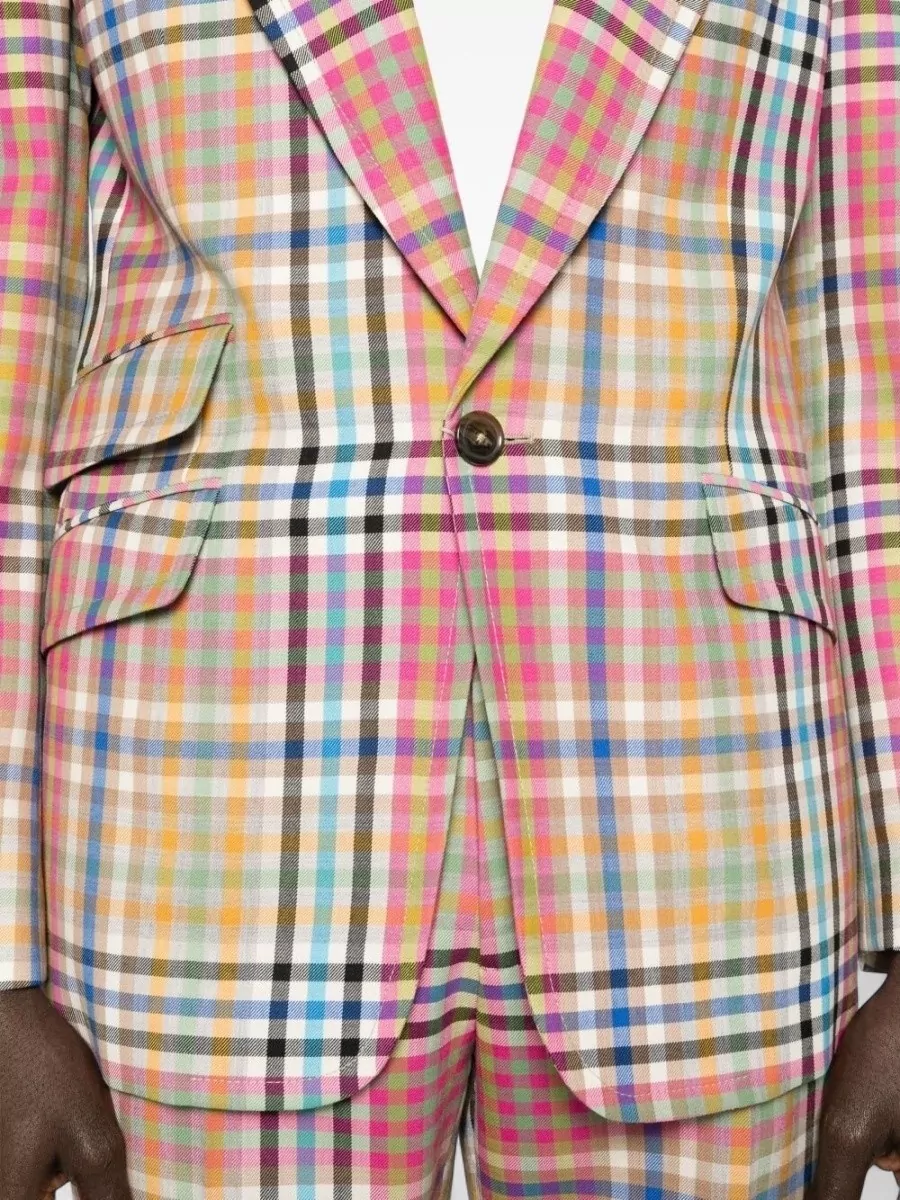 Vivienne Westwood Single Breasted Blazer Check Pattern Lapels