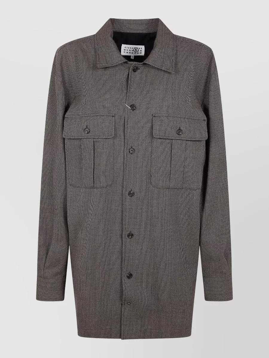 Mm6 Maison Margiela Short Dress Featuring Chest Pockets And Long Sleeves