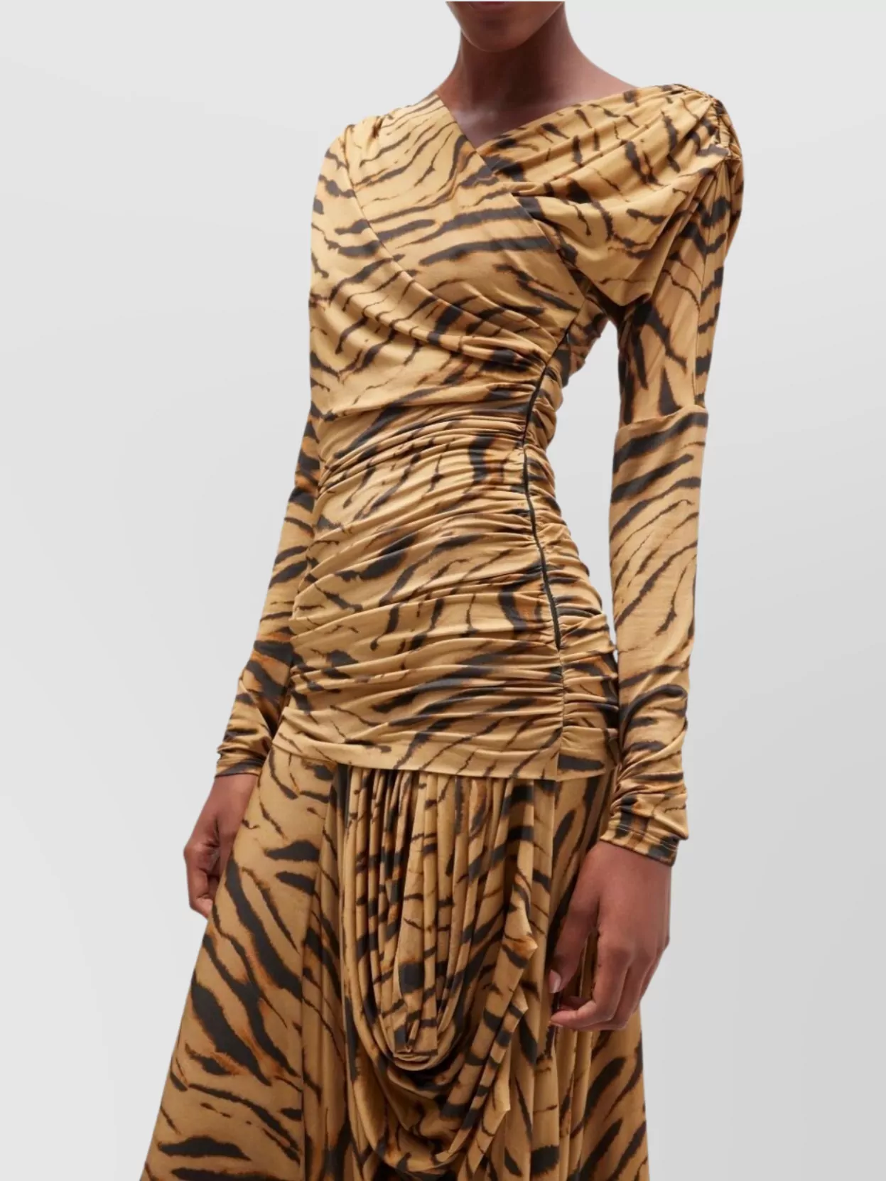 Ganni Long Dress With Tiger Print Design