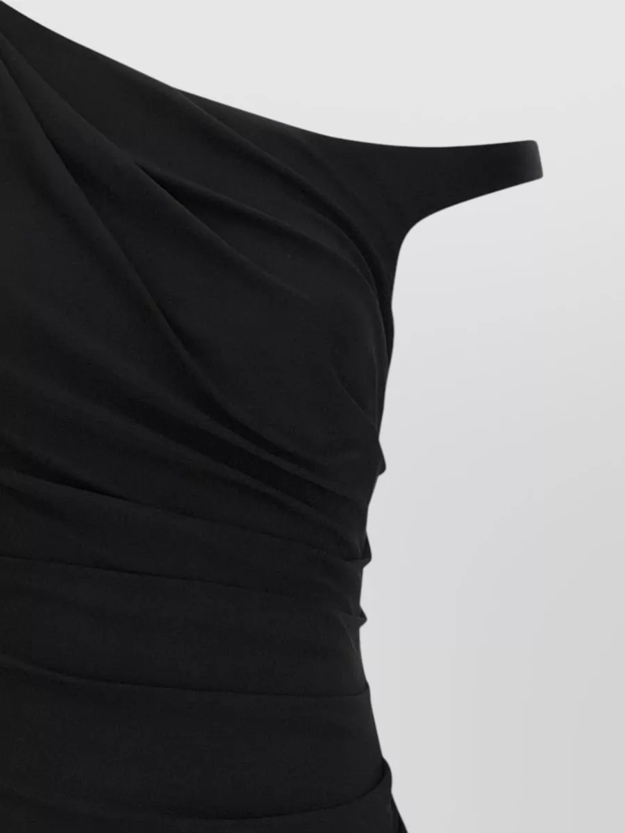 Elisabetta Franchi One Shoulder Dress Ruched Asymmetric Hem
