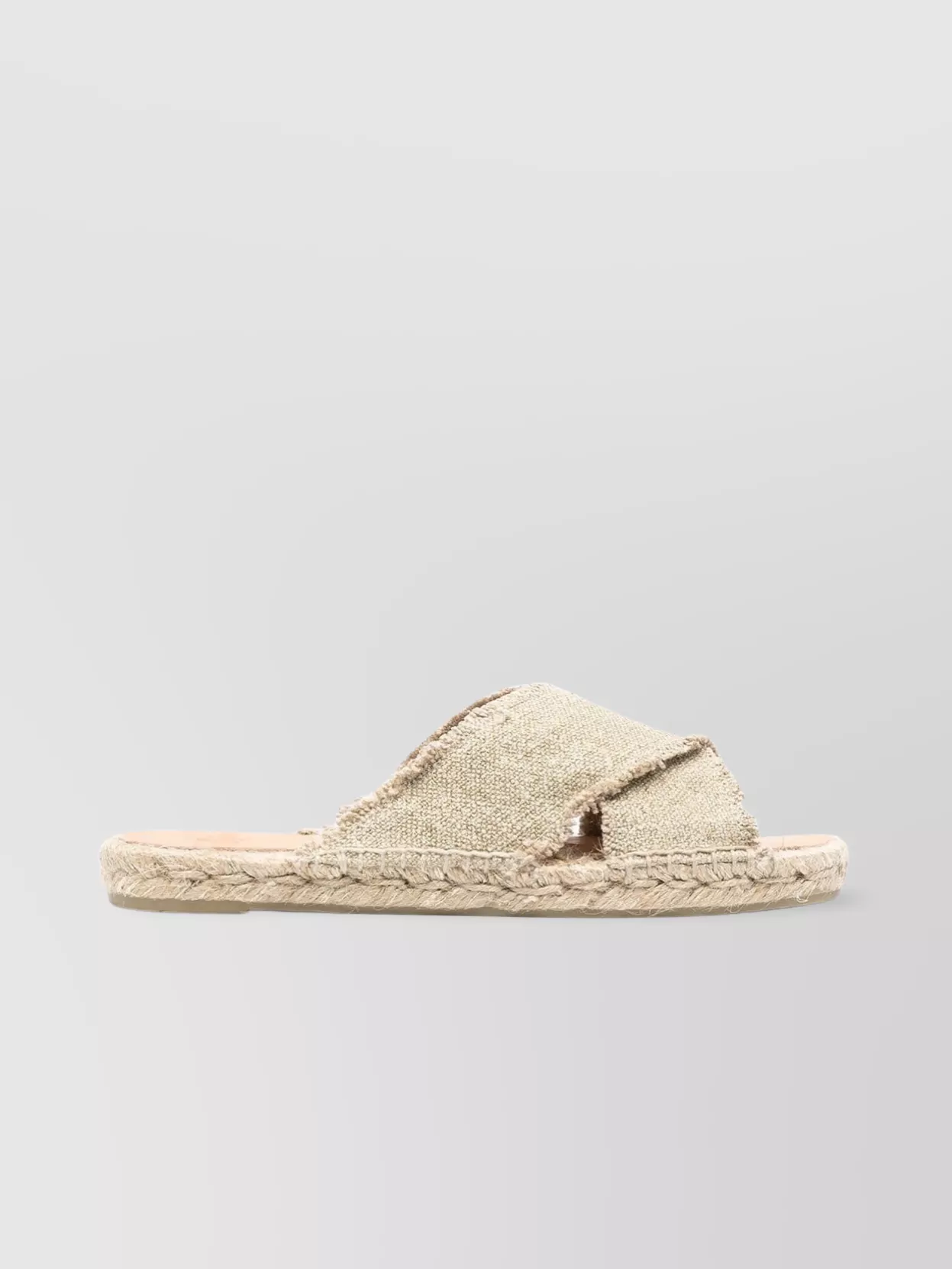 CASTAñER CANVAS FLAT SANDALS WITH BRAIDED RAFFIA SOLE