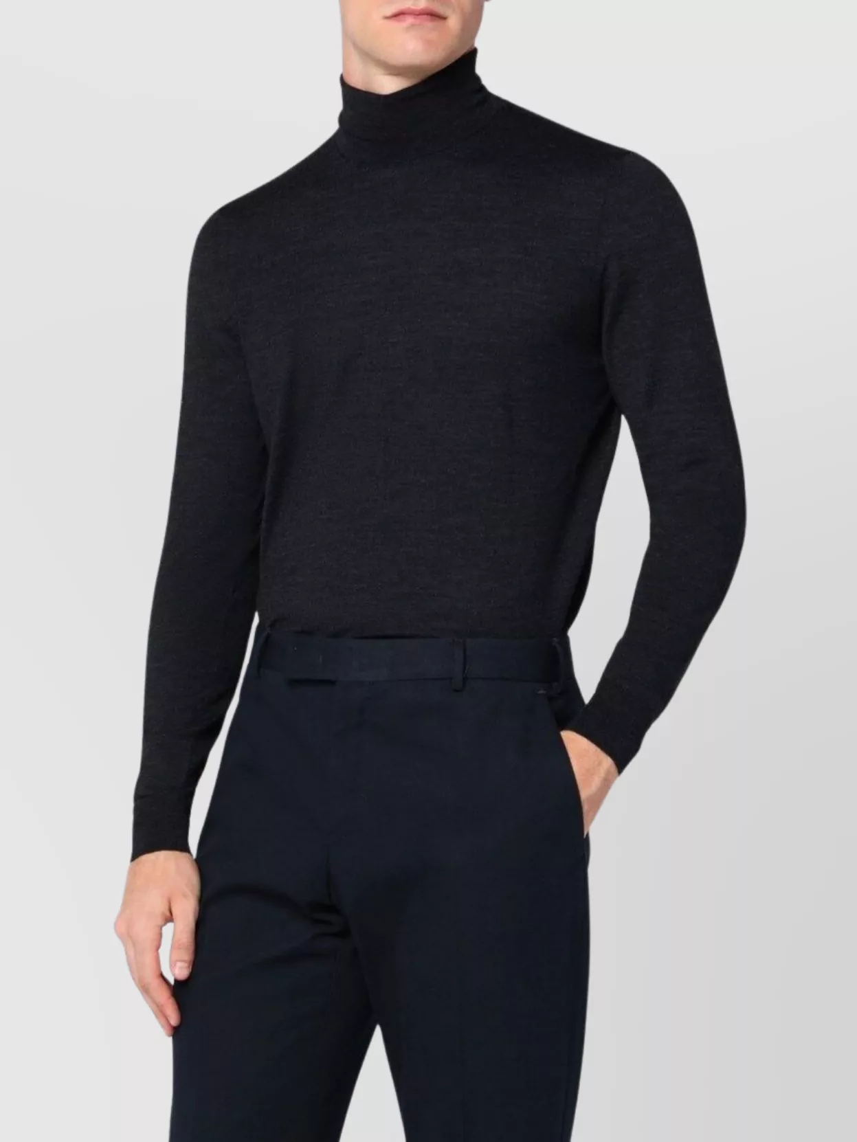 Drumohr Modern Turtleneck Sweater Long Sleeves In Black