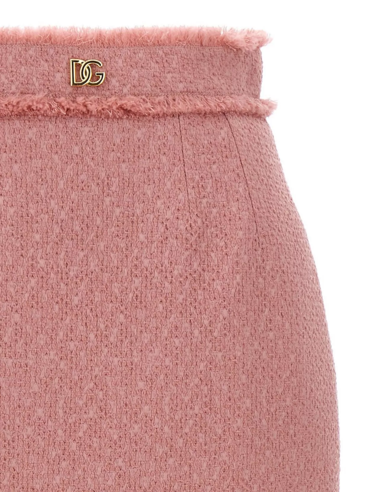 Dolce & Gabbana High-waisted Skirt In Textured Fabric With Frayed Edges
