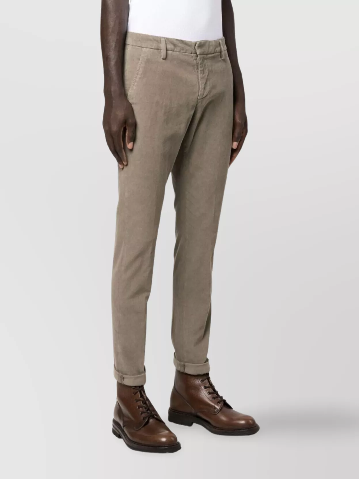 Dondup Corduroy Cotton Trousers Gaubert In Neutral