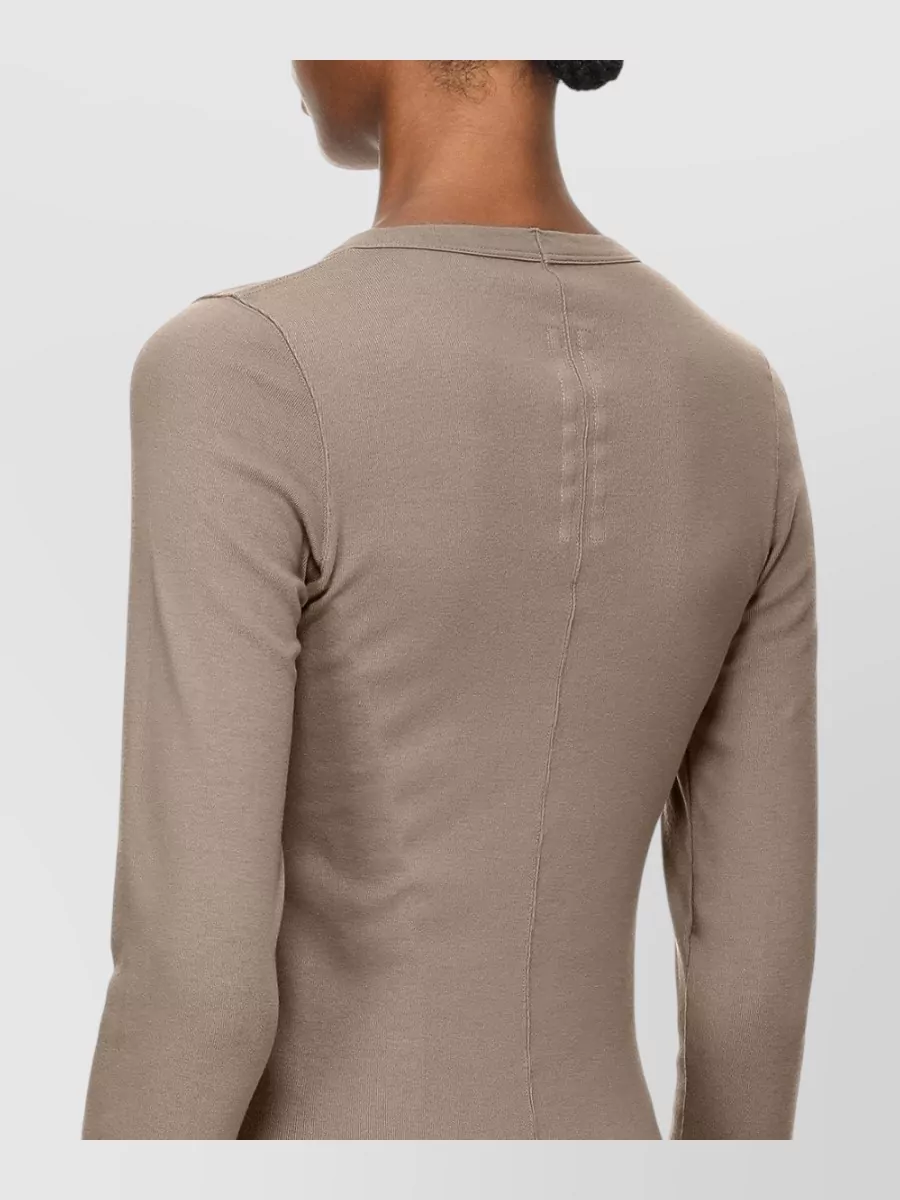 Rick Owens Drkshdw Ribbed Slim Fit Long Sleeve Cotton T Shirt